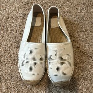 Tory Burch White Leather Espadrilles Size 8.5